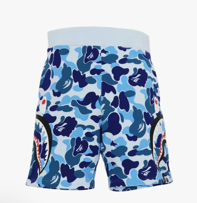 BAPE Big ABC Camo Side Shark Sweat Shorts Blue