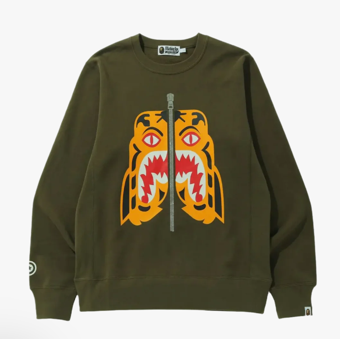BAPE Tiger Crewneck (FW21) Olivedrab