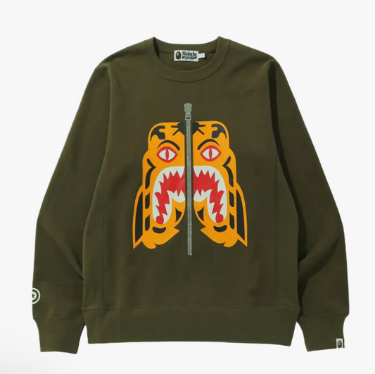 BAPE Tiger Crewneck (FW21) Olivedrab